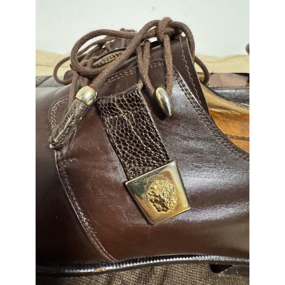 Carlo di Nuzzo Shoes Mens Size 9 Brown Ostrich Cap Toe Dress Oxford Made Italy main image 13